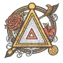AA symbol of a triangle inside a circle, with a hammer and sickle inside the triangle tattoo design idea