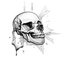 Skull, depression, pain, lost faith, holding on by a thread, screaming and crying tattoo design idea
