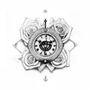 steampunk clock with rose on the bottom tattoo design idea
