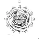 steampunk clock with rose on the bottom tattoo design idea