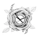 steampunk clock with rose on the bottom tattoo design idea