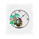steampunk clock with a rose on the bottom tattoo design idea