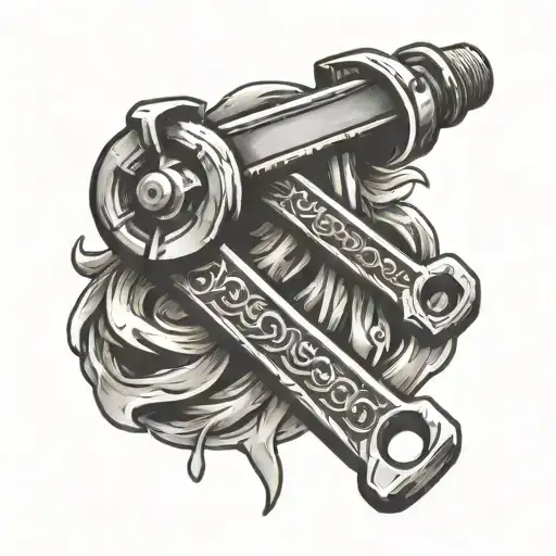 angry pipe wrench bites pip e tattoo design idea