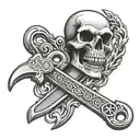 reaper pipe wrench busting through skin opening tattoo design idea