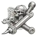 reaper pipe wrench busting through skin opening tattoo design idea