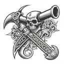 reaper pipe wrench busting through skin opening tattoo design idea