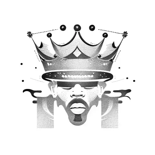 Rapper silhouette with a crown made of lyrics tattoo design idea