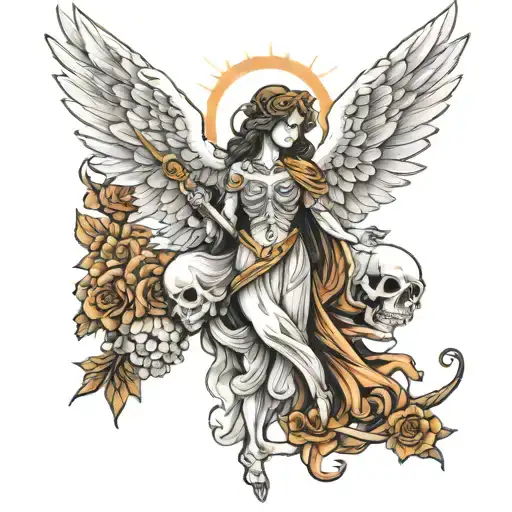 angel and death  tattoo design idea