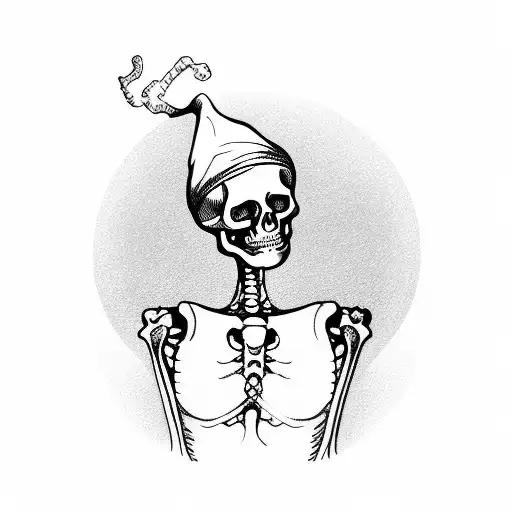 Skeleton barista serving coffee tattoo design idea
