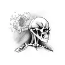 Skeleton barista serving coffee tattoo design idea