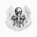 Skeleton barista serving coffee tattoo design idea