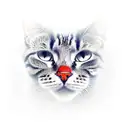 red waltzer car outlined with rubies and pearls. in the car there is a tabby and white cat sat on the seat. tattoo design idea