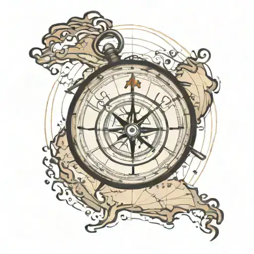 compass over map of australia tattoo design idea