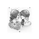 wine mother and daughter tattoo design idea