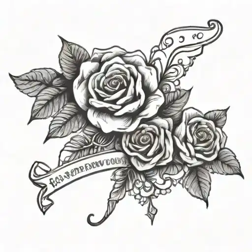 when love becomes live, happiness gets a name tattoo design idea