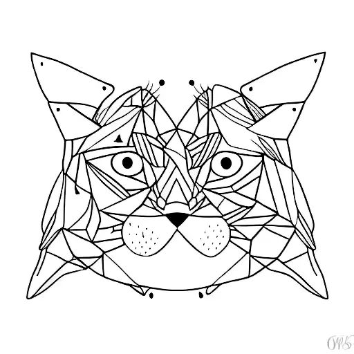 Two Black Cats facing each other in outline style tattoo design idea