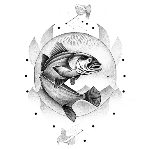 bass fish with hat tattoo design idea