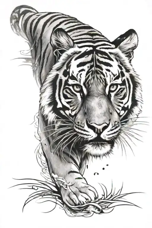 Tiger face and front legs  tattoo design idea