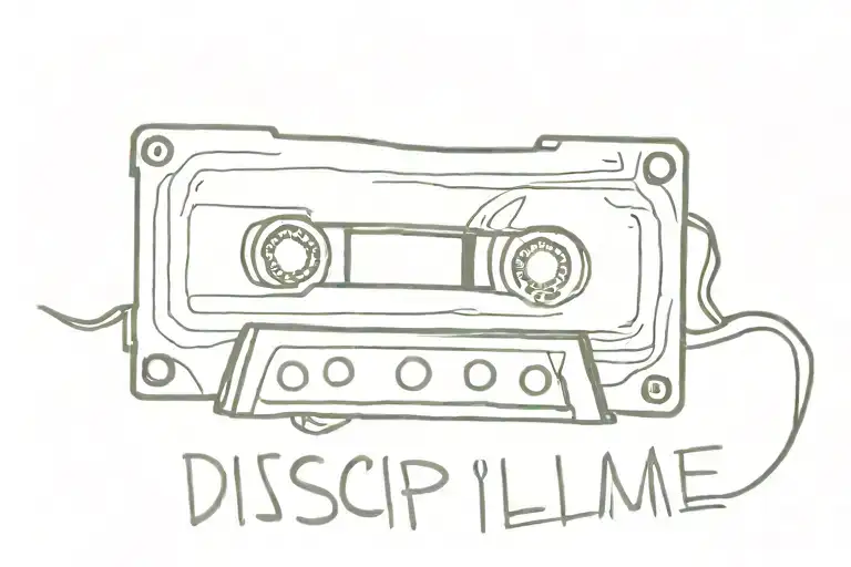 cassete tape with text Disciplin A Kitschme  tattoo design idea