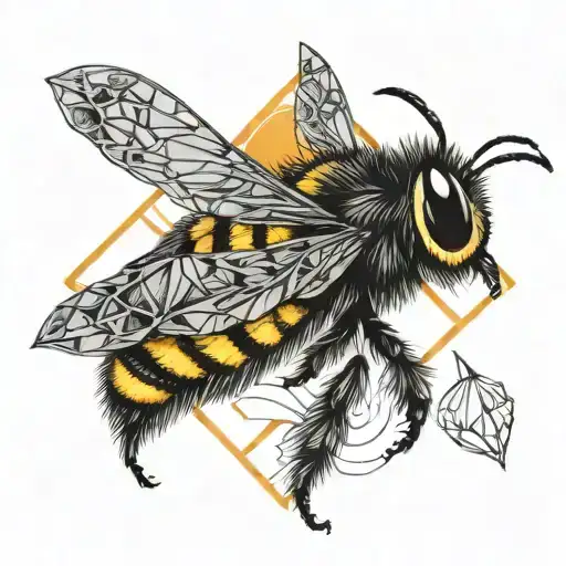 small bumblebee flying around a pumpkin  tattoo design idea