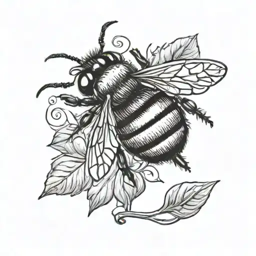 small bumblebee flying around a pumpkin  tattoo design idea