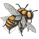 small bumblebee flying around a pumpkin  tattoo design idea