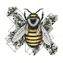 small bumblebee flying around a pumpkin  tattoo design idea