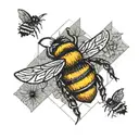 small bumblebee flying around a pumpkin  tattoo design idea
