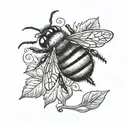 small bumblebee flying around a pumpkin  tattoo design idea