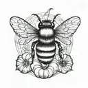 small bumblebee flying around a pumpkin  tattoo design idea