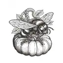 small bumblebee flying around a pumpkin  tattoo design idea