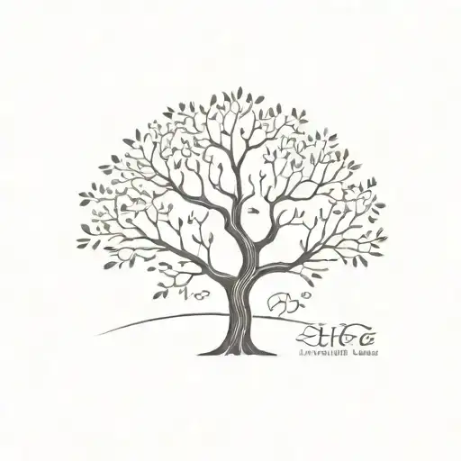 life tree with branches made out of birth dates of my mum dad and brother tattoo design idea