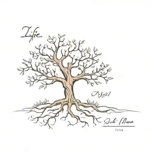 life tree with branches of birth dates of my mum dad and brother  tattoo design idea
