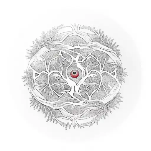 tree ring circle with a negative space tree inside moving from the outside of the circle towards the center tattoo design idea