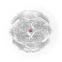 tree ring circle with a negative space tree inside moving from the outside of the circle towards the center tattoo design idea