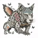  a bear, a shark, a goat, a guppy, an elephant and a wolf incorporated with butterflies  tattoo design idea