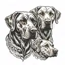 two Labrador heads looking tattoo design idea