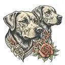 two Labrador heads looking tattoo design idea
