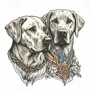 two Labrador heads looking tattoo design idea