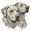 two Labrador heads looking tattoo design idea