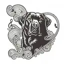 A silhouette of a Labrador with a music note incorporated into the design tattoo design idea