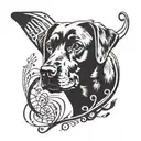 A silhouette of a Labrador with a music note incorporated into the design tattoo design idea