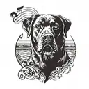 A silhouette of a Labrador with a music note incorporated into the design tattoo design idea