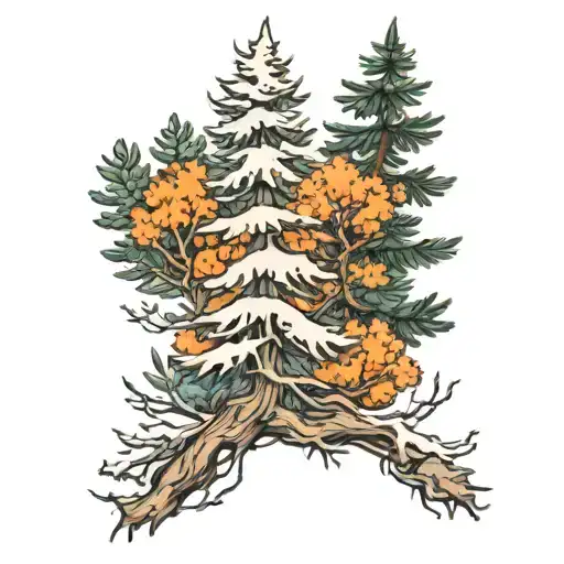 white pine tree tattoo design idea