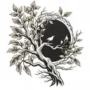 sternum willow tree branch tattoo design idea