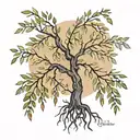 sternum willow tree branch tattoo design idea