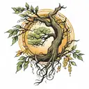 sternum willow tree branch tattoo design idea