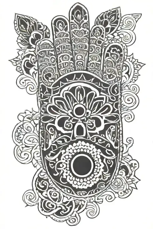 hand of hamsa tattoo design idea