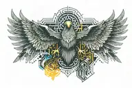 two headed eagle flying tattoo design idea