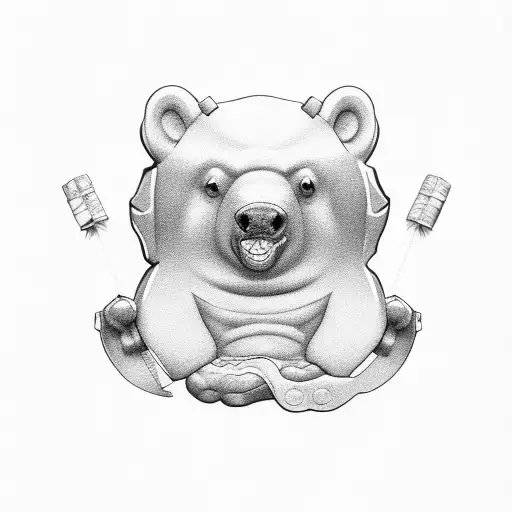 gummy bear muscled  tattoo design idea